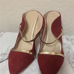 Elegant Red and Gold Women's Shoes